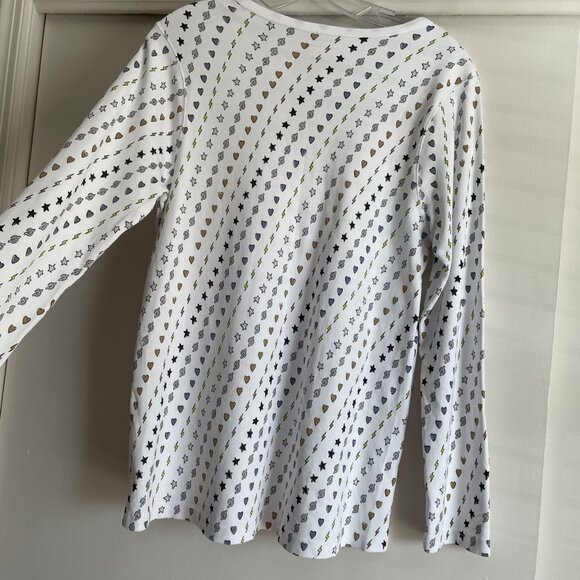 Roller Rabbit x Peloton Limited Edition Print Pajama Top Size L Hearts Stars - Picture 8 of 15